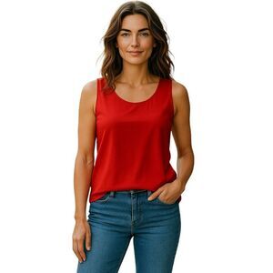 Kiko  T-Shirt   Women's Size M Red  100% Silk  Short Sleeve Vintage Y2k # 183